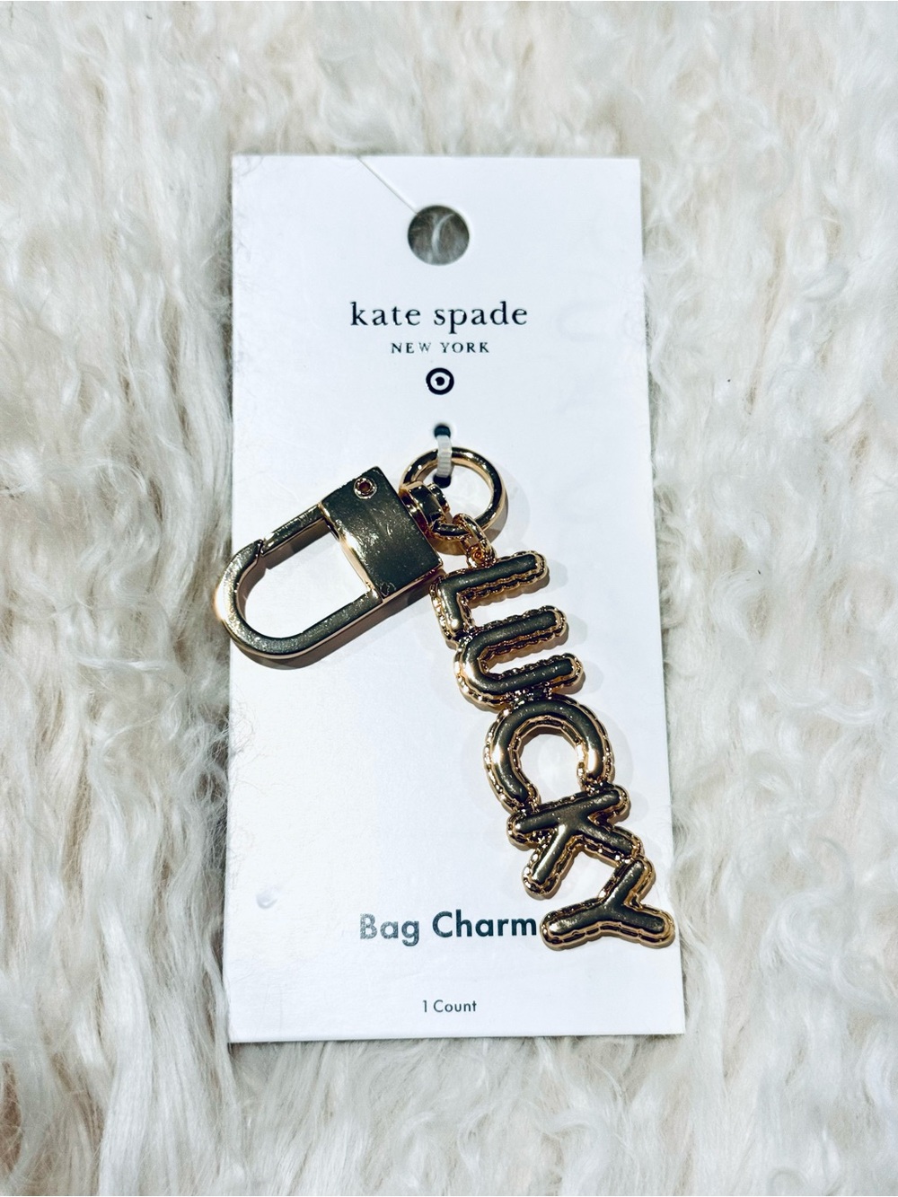 Kate Spade x Target Gold tone 'LUCKY' balloon Letter Bag Charm